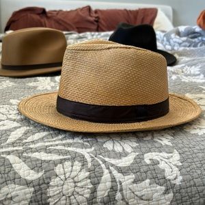 Straw fedora hat